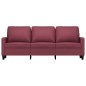 vidaXL Divano a 3 Posti Rosso Vino 180 cm in Tessuto vidaXL Divano a 3 Posti Rosso Vino 180 cm in Tessuto