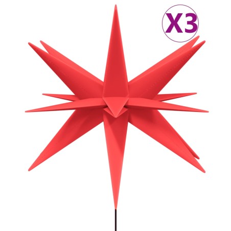 vidaXL Luci Stella Moravia con Picchi LED 3pz Pieghevoli Rosse 57 cm