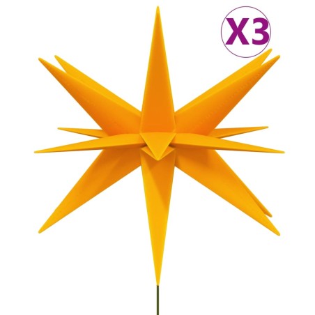 vidaXL Luci Stella Moravia con Picchi LED 3pz Pieghevoli Gialle 57 cm