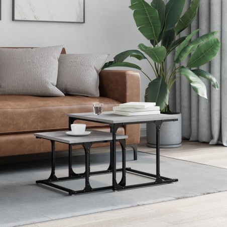 vidaXL Tavolini Salotto Impilabili 2pz Grigio Sonoma Legno Multistrato