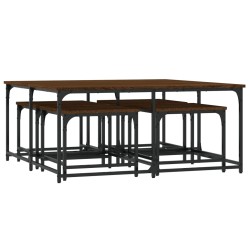 vidaXL Tavolini Impilabili 5 pz Rovere Marrone in Legno Multistrato