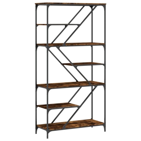 vidaXL Libreria Rovere Fumo 91x36x176 cm Legno Multistrato e Acciaio