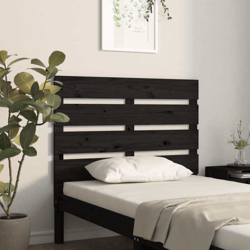 vidaXL Testiera per Letto Nera 90x3x80 cm in Legno Massello di Pino vidaXL Testiera per Letto Nera 90x3x80 cm in Legno Massello di Pino