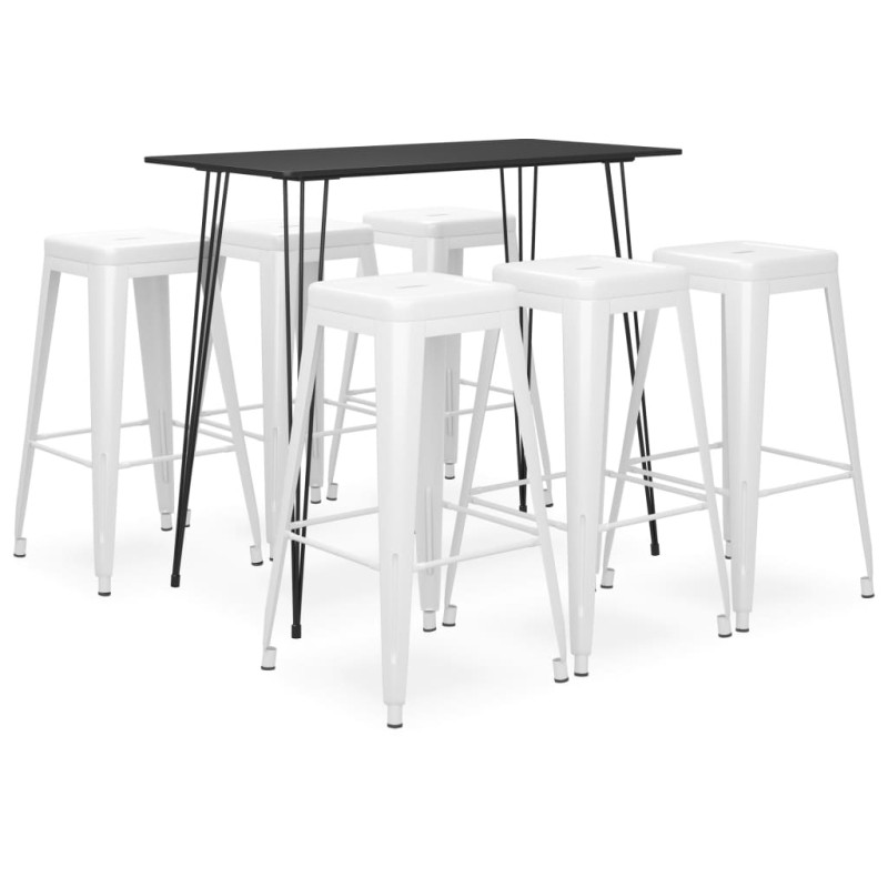 vidaXL Set da Bar 7 pz Nero e Bianco vidaXL Set da Bar 7 pz Nero e Bianco