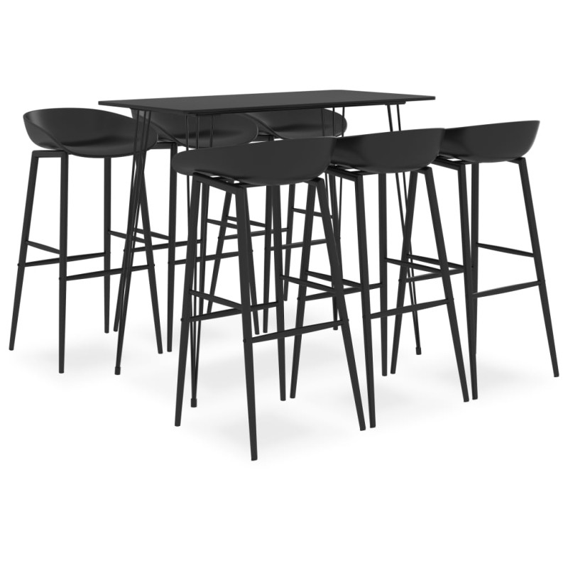 vidaXL Set da Bar 7 pz Nero vidaXL Set da Bar 7 pz Nero
