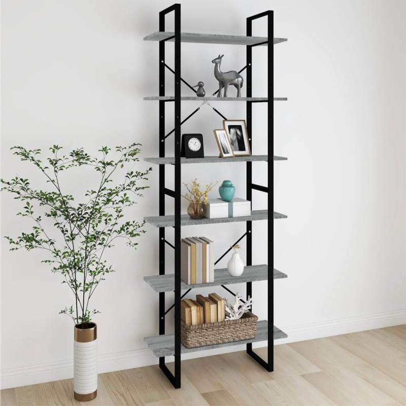vidaXL Scaffale Alto Grigio Sonoma 80x30x210 cm in Legno Multistrato vidaXL Scaffale Alto Grigio Sonoma 80x30x210 cm in Legno Multistrato