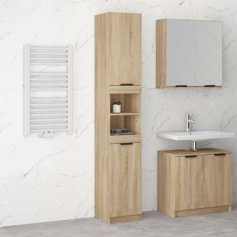 Mobile da Bagno Rovere Sonoma 32x34x188,5 cm Legno Multistrato Mobile da Bagno Rovere Sonoma 32x34x188,5 cm Legno Multistrato