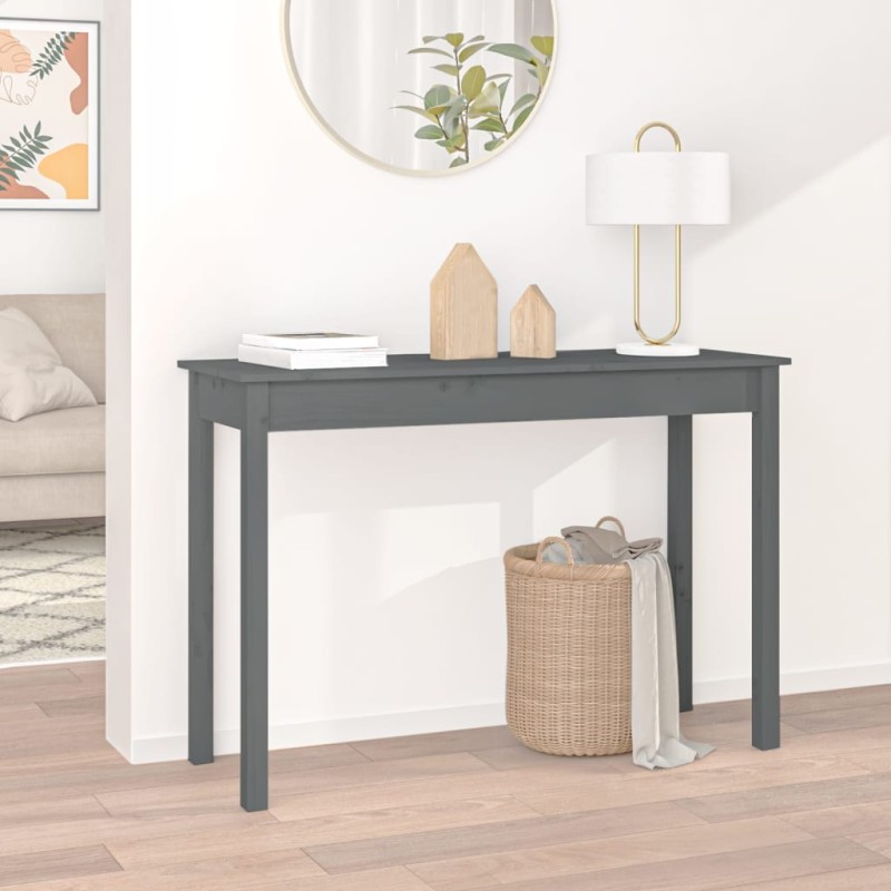 Tavolo Consolle Grigio 110x40x75 cm in Legno Massello di Pino Tavolo Consolle Grigio 110x40x75 cm in Legno Massello di Pino