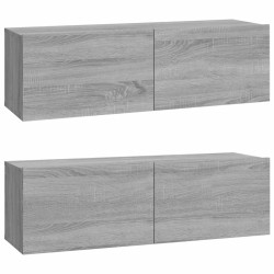 vidaXL Mobili TV Parete 2pz Grigio Sonoma 100x30x30 Legno Multistrato