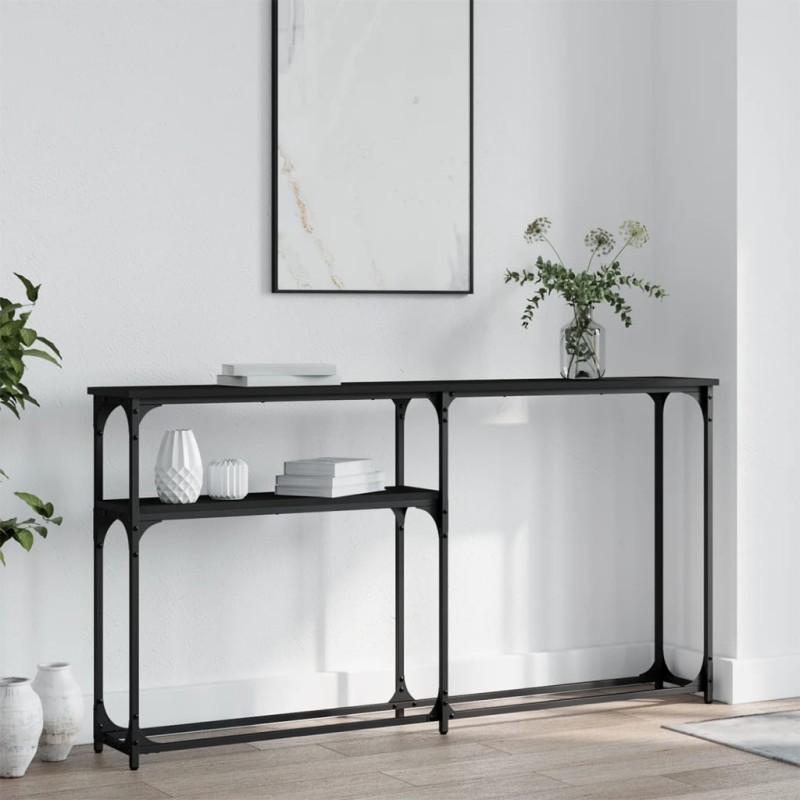 vidaXL Tavolino Consolle Nero 145x22,5x75 cm in Legno Multistrato vidaXL Tavolino Consolle Nero 145x22,5x75 cm in Legno Multistrato