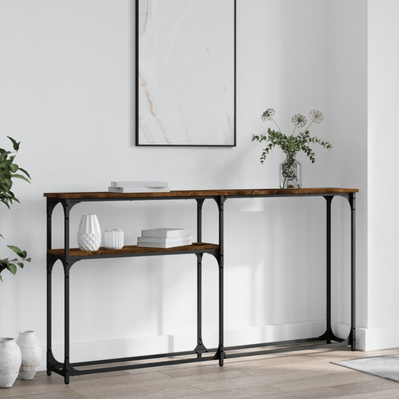 vidaXL Tavolino Consolle Rovere Fumo 145x22,5x75 cm Legno Multistrato vidaXL Tavolino Consolle Rovere Fumo 145x22,5x75 cm Legno Multistrato