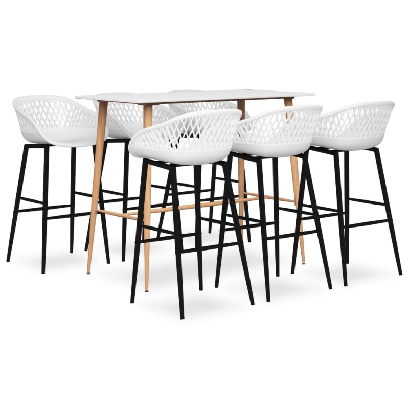vidaXL Set da Bar 7 pz Bianco vidaXL Set da Bar 7 pz Bianco