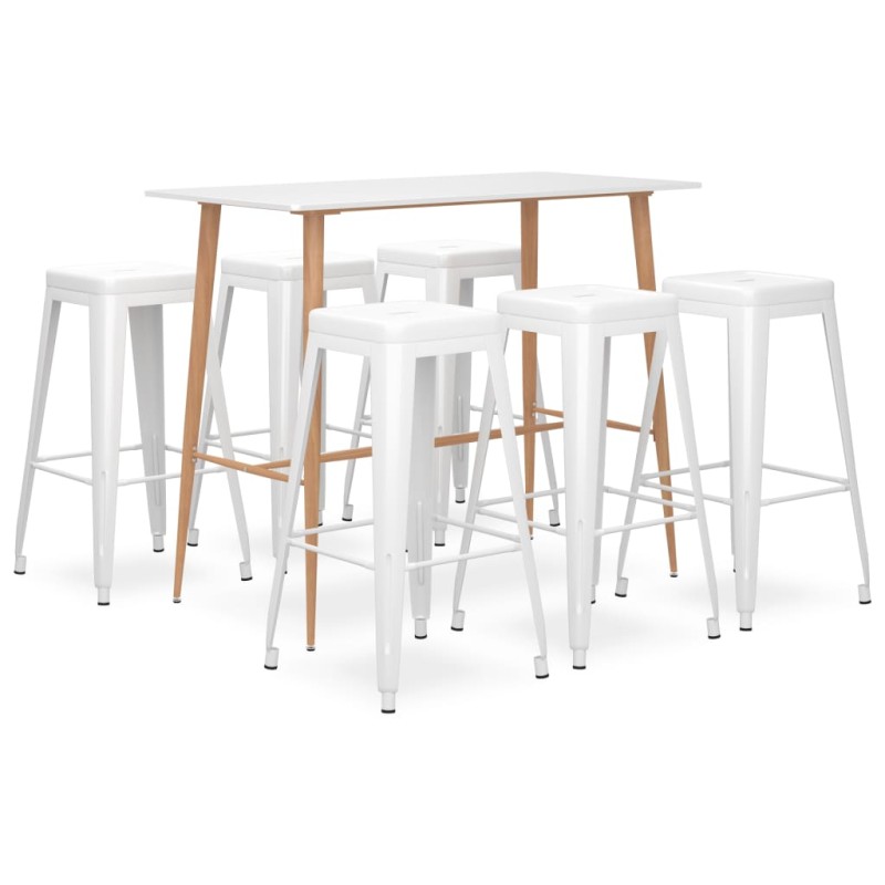 vidaXL Set da Bar 7 pz Bianco vidaXL Set da Bar 7 pz Bianco