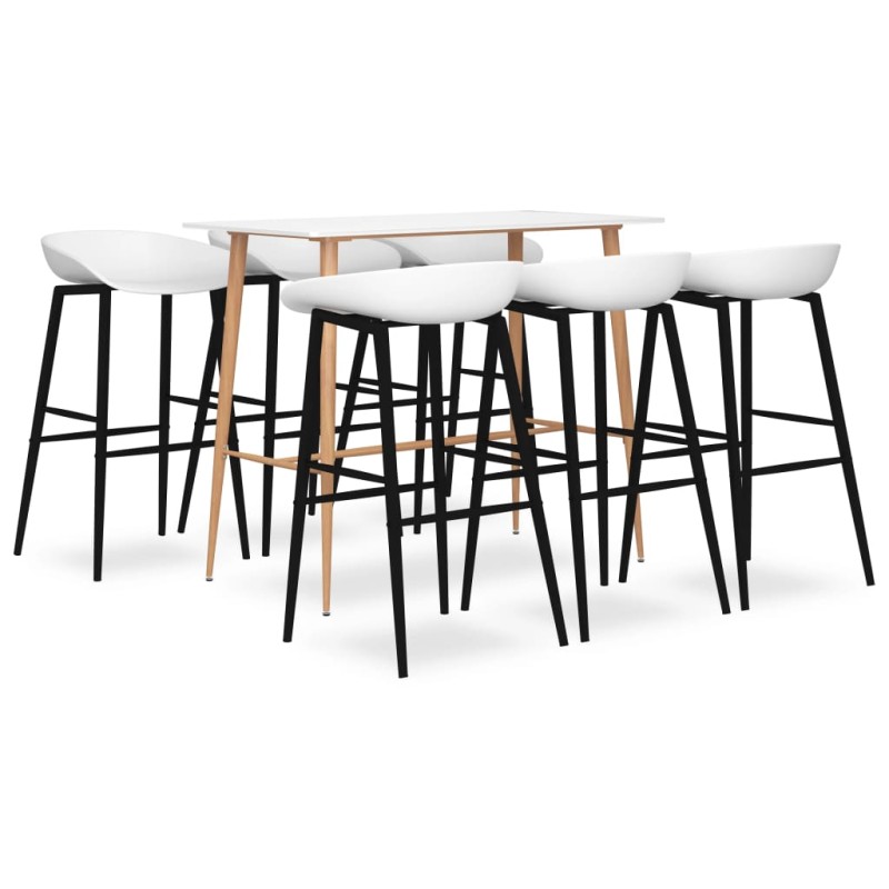 vidaXL Set da Bar 7 pz Bianco vidaXL Set da Bar 7 pz Bianco