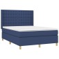 vidaXL Giroletto a Molle con Materasso Blu 140x190 cm in Tessuto