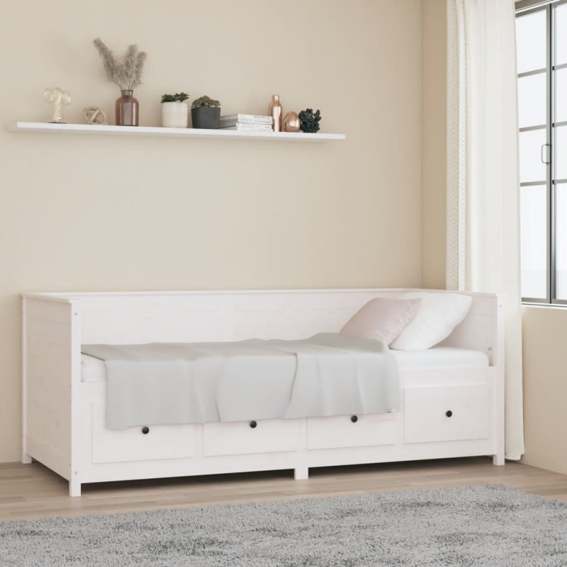 vidaXL Dormeuse Bianca 90x200 cm in Legno Massello di Pino vidaXL Dormeuse Bianca 90x200 cm in Legno Massello di Pino
