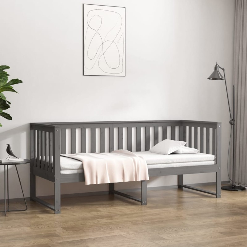 vidaXL Dormeuse Grigia 75x190 cm in Legno Massello di Pino vidaXL Dormeuse Grigia 75x190 cm in Legno Massello di Pino