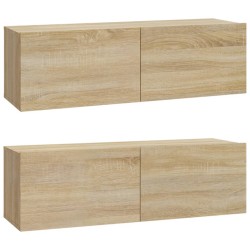 vidaXL Mobili TV da Parete 2 pz Rovere Sonoma 100x30x30 cm in Legno