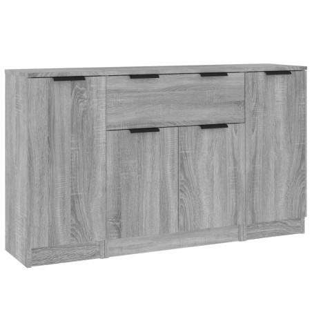 Credenze 3 pz Grigio Sonoma in Legno Multistrato