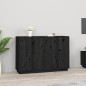 Credenza Nera 120x35x80 cm in Legno Massello di Pino Credenza Nera 120x35x80 cm in Legno Massello di Pino