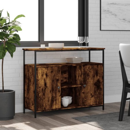 vidaXL Credenza Rovere Fumo 100x35x80 cm in Legno Multistrato