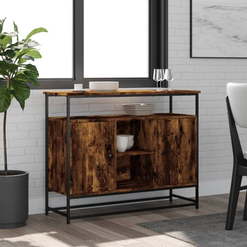 vidaXL Credenza Rovere Fumo 100x35x80 cm in Legno Multistrato vidaXL Credenza Rovere Fumo 100x35x80 cm in Legno Multistrato