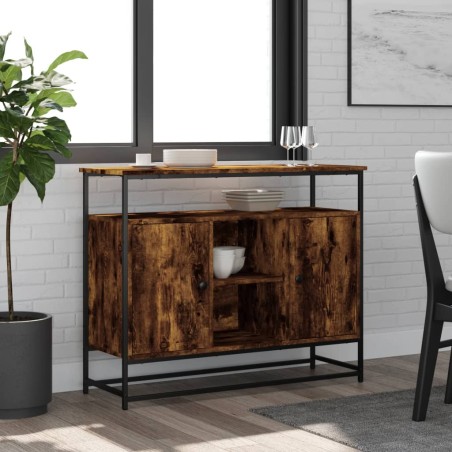 vidaXL Credenza Rovere Fumo 100x35x80 cm in Legno Multistrato