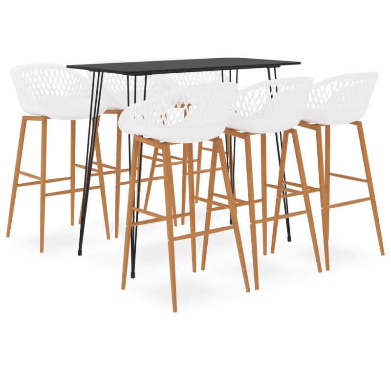vidaXL Set da Bar 7 pz Nero e Bianco vidaXL Set da Bar 7 pz Nero e Bianco