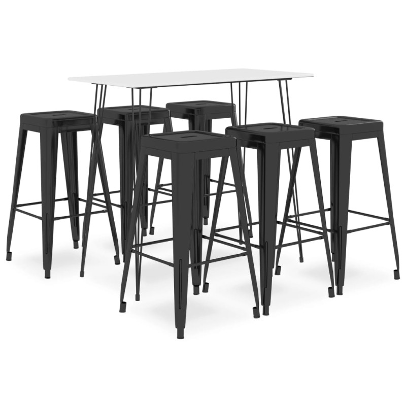 vidaXL Set da Bar 7 pz Bianco e Nero vidaXL Set da Bar 7 pz Bianco e Nero