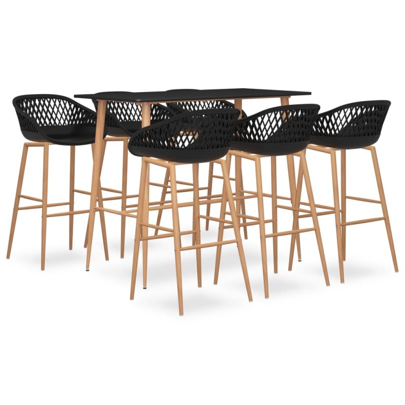 vidaXL Set da Bar 7 pz Nero vidaXL Set da Bar 7 pz Nero