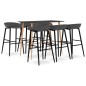 vidaXL Set da Bar 7 pz Nero e Grigio vidaXL Set da Bar 7 pz Nero e Grigio