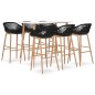 vidaXL Set da Bar 7 pz Bianco e Nero