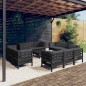 vidaXL Set Divani da Giardino 13 pz con Cuscini Antracite Legno di Pino vidaXL Set Divani da Giardino 13 pz con Cuscini Antracite Legno di Pino