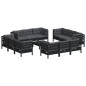 vidaXL Set Divani da Giardino 13 pz con Cuscini Antracite Legno di Pino vidaXL Set Divani da Giardino 13 pz con Cuscini Antracite Legno di Pino