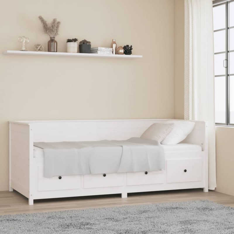 vidaXL Dormeuse Bianca 80x200 cm in Legno Massello di Pino vidaXL Dormeuse Bianca 80x200 cm in Legno Massello di Pino
