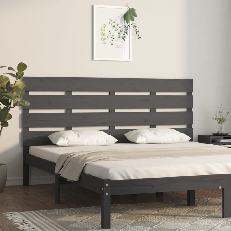 vidaXL Testiera per Letto Grigia 160x3x80 cm in Legno Massello di Pino vidaXL Testiera per Letto Grigia 160x3x80 cm in Legno Massello di Pino