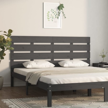 vidaXL Testiera per Letto Grigia 160x3x80 cm in Legno Massello di Pino