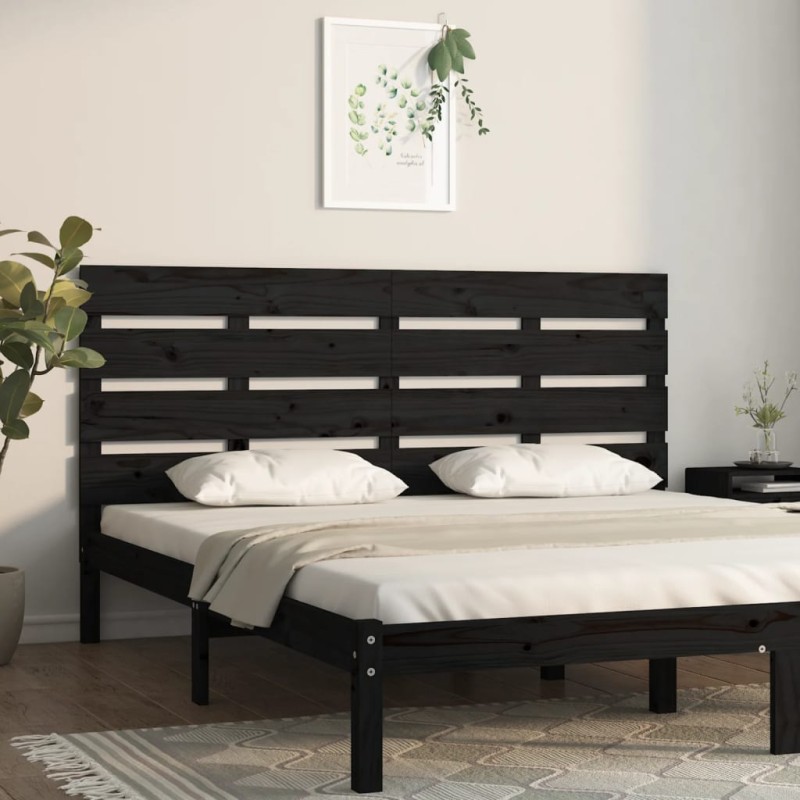 vidaXL Testiera per Letto Nera 160x3x80 cm in Legno Massello di Pino vidaXL Testiera per Letto Nera 160x3x80 cm in Legno Massello di Pino