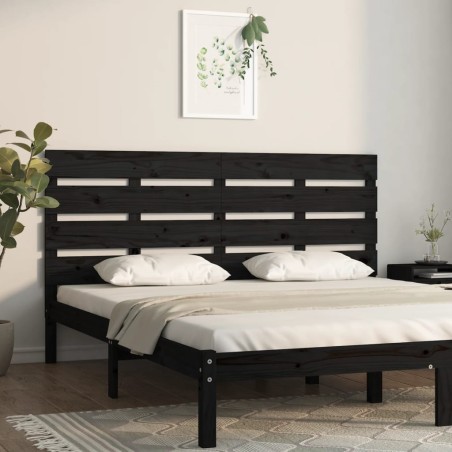 vidaXL Testiera per Letto Nera 160x3x80 cm in Legno Massello di Pino