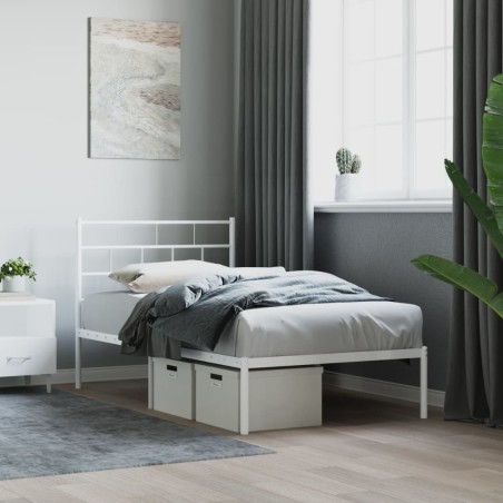 vidaXL Giroletto con Testiera Metallo Bianco 75x190 cm