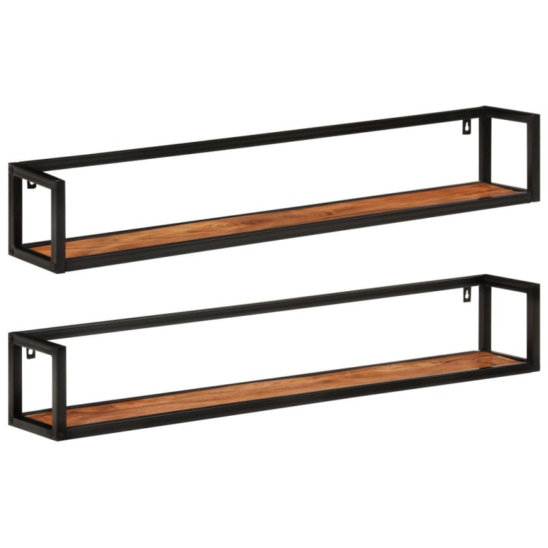 vidaXL Mensole Parete 2 pz 110x17x17cm Legno Massello Acacia e Ferro vidaXL Mensole Parete 2 pz 110x17x17cm Legno Massello Acacia e Ferro