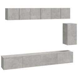 Set di Mobili Porta TV 6 pz Grigio Cemento in Legno Multistrato