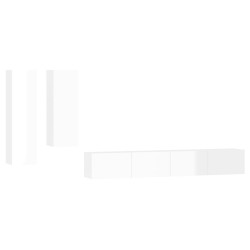 Set di Mobili Porta TV 4 pz Bianco Lucido in Legno Multistrato