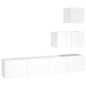 Set di Mobili Porta TV 4 pz Bianco Lucido in Legno Multistrato Set di Mobili Porta TV 4 pz Bianco Lucido in Legno Multistrato