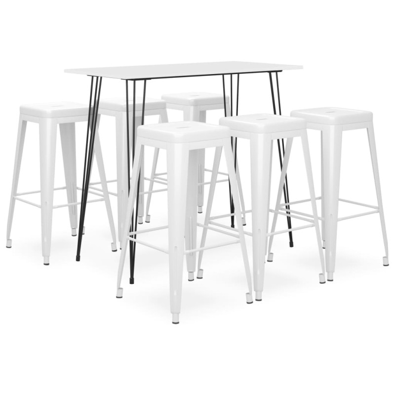 vidaXL Set da Bar 7 pz Bianco vidaXL Set da Bar 7 pz Bianco