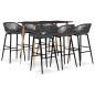 vidaXL Set da Bar 7 pz Nero e Grigio vidaXL Set da Bar 7 pz Nero e Grigio
