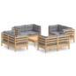 vidaXL Set Divani da Giardino 9 pz con Cuscini Grigi Massello di Pino vidaXL Set Divani da Giardino 9 pz con Cuscini Grigi Massello di Pino