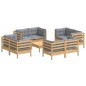 vidaXL Set Divani da Giardino 9 pz con Cuscini Grigi Massello di Pino vidaXL Set Divani da Giardino 9 pz con Cuscini Grigi Massello di Pino