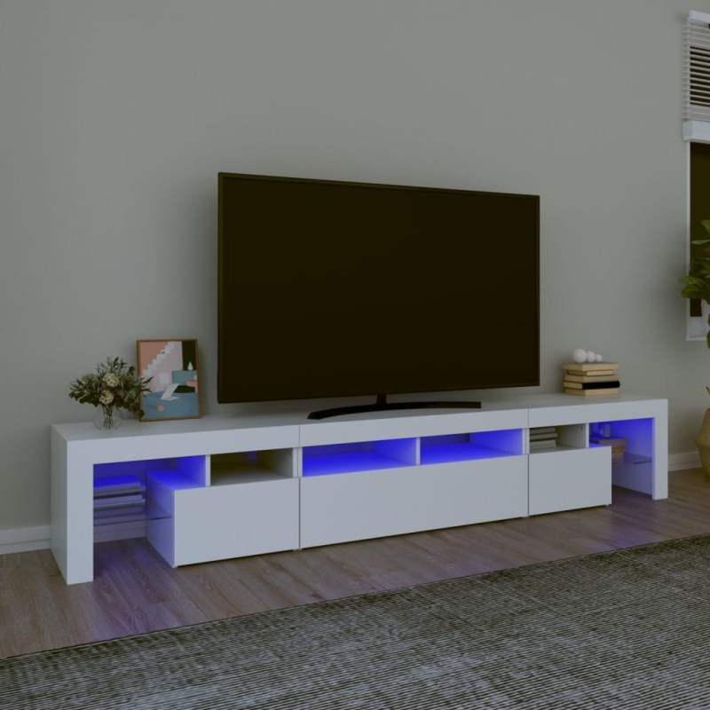 vidaXL Mobile Porta TV con Luci LED Bianco 230x36,5x40 cm vidaXL Mobile Porta TV con Luci LED Bianco 230x36,5x40 cm