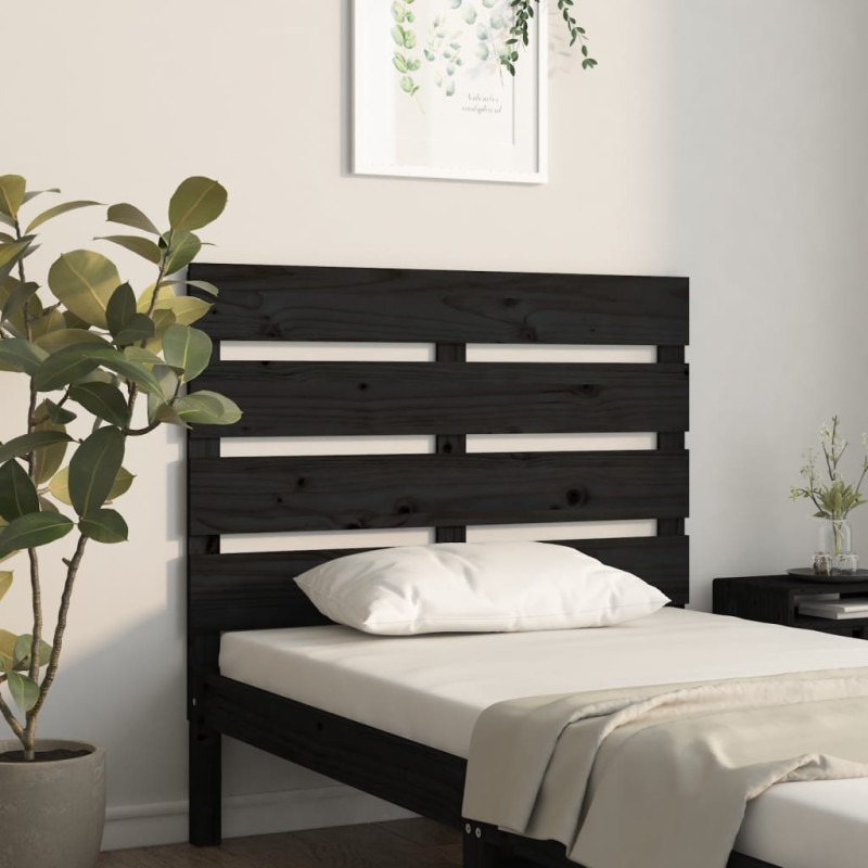 vidaXL Testiera per Letto Nera 100x3x80 cm in Legno Massello di Pino vidaXL Testiera per Letto Nera 100x3x80 cm in Legno Massello di Pino